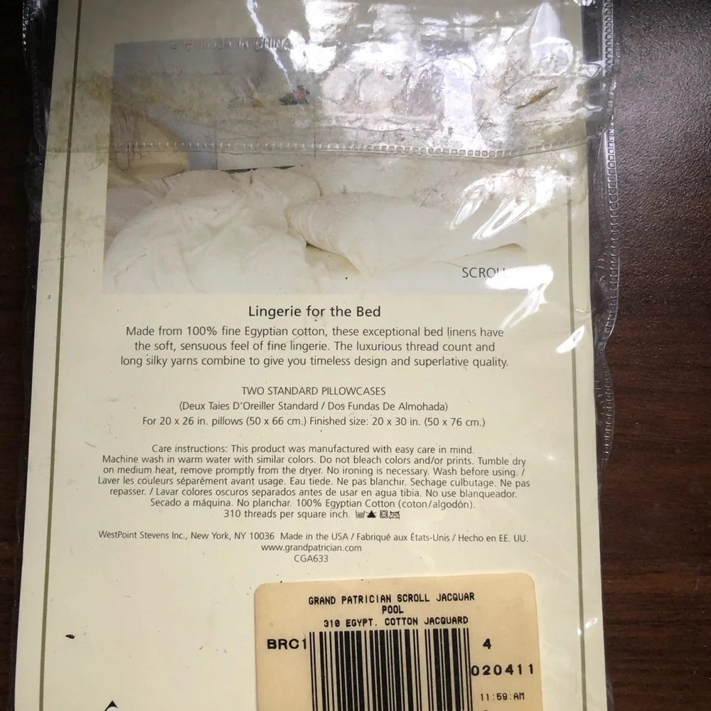 310-Thread Count Egyptian Cotton Standard Pillowcases Light Blue Vintage New